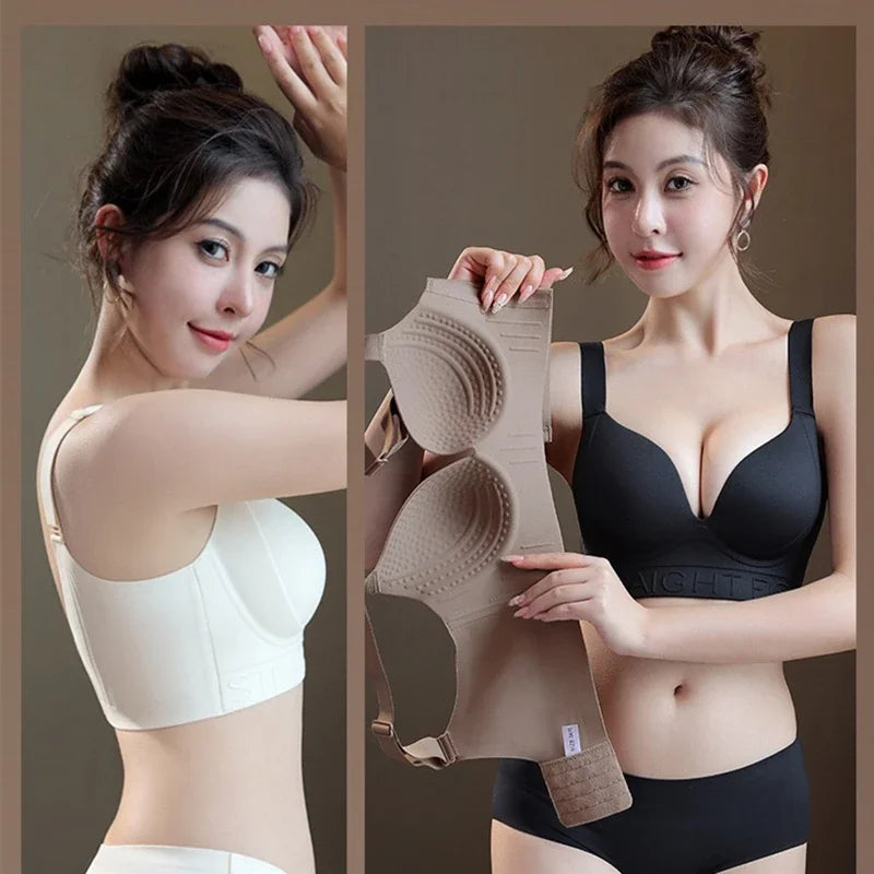 High-quality Thin Women's Underwear Large Breasts, Large Size, No Steel Rings, and Adjustable Upper Support and Anti-sagging Bra