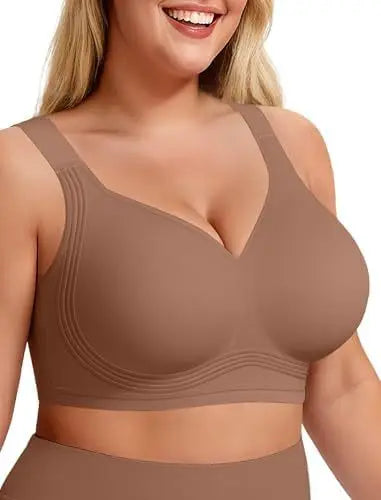 Women's Plus Size Seamless Bra Wire-free Full Cup Bra Comfortable Solid Color Everyday Supportive Plus Up Bra Underwear