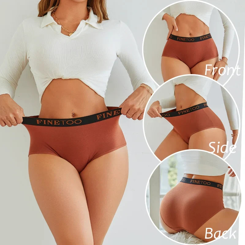 Finetoo 6Pcs/Set Women's Seamless Cotton Briefs Women Plus SizePanties Breathable Underwear Female Low Waist Soft Lingerie S-XXL