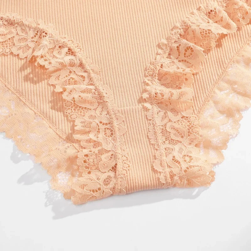 5PCS/Set Women Cotton Panties Sexy Lace Low Waist Briefs Stretch Comfortable Ladies Underwear Soft Breathable Intimate Lingerie