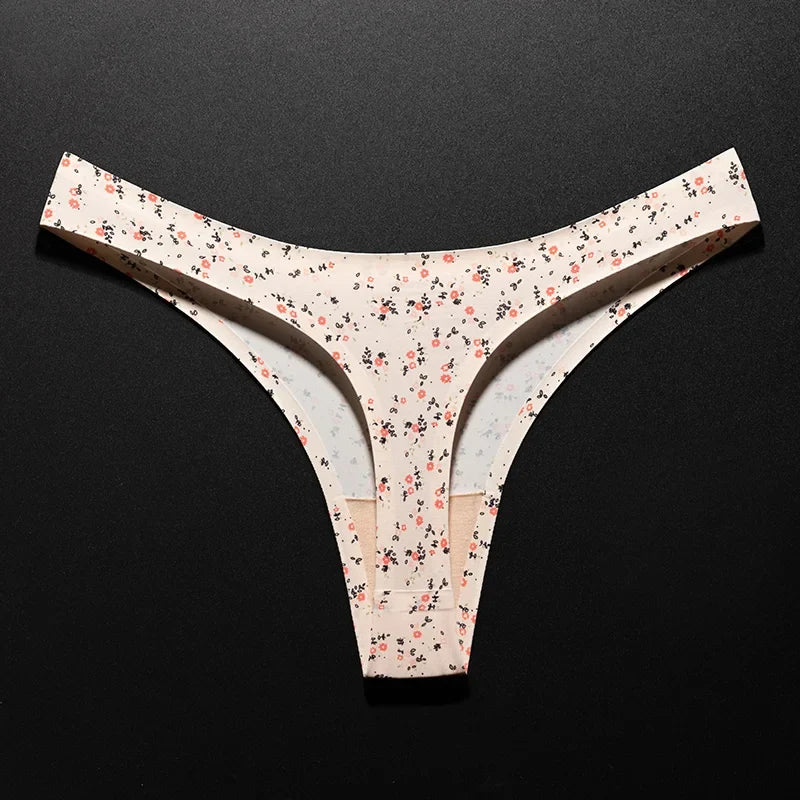Ice Silk Leopard Women Panties Sexy G String Thong Seamless Underwear T Back Candy Color Girls Briefs Underpants Plus Size M-XXL