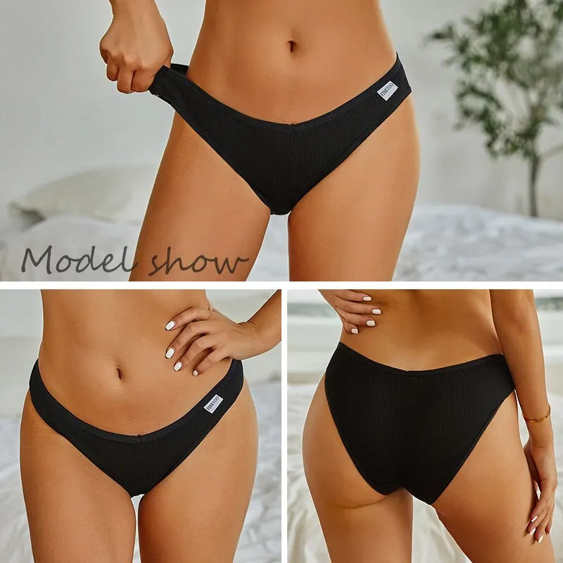 3PCS M-2XL Women Cotton Panties Briefs Female Sexy V Wasit Underwear Ladies Underpants Pantys Girls Plus Size Intimates Lingerie