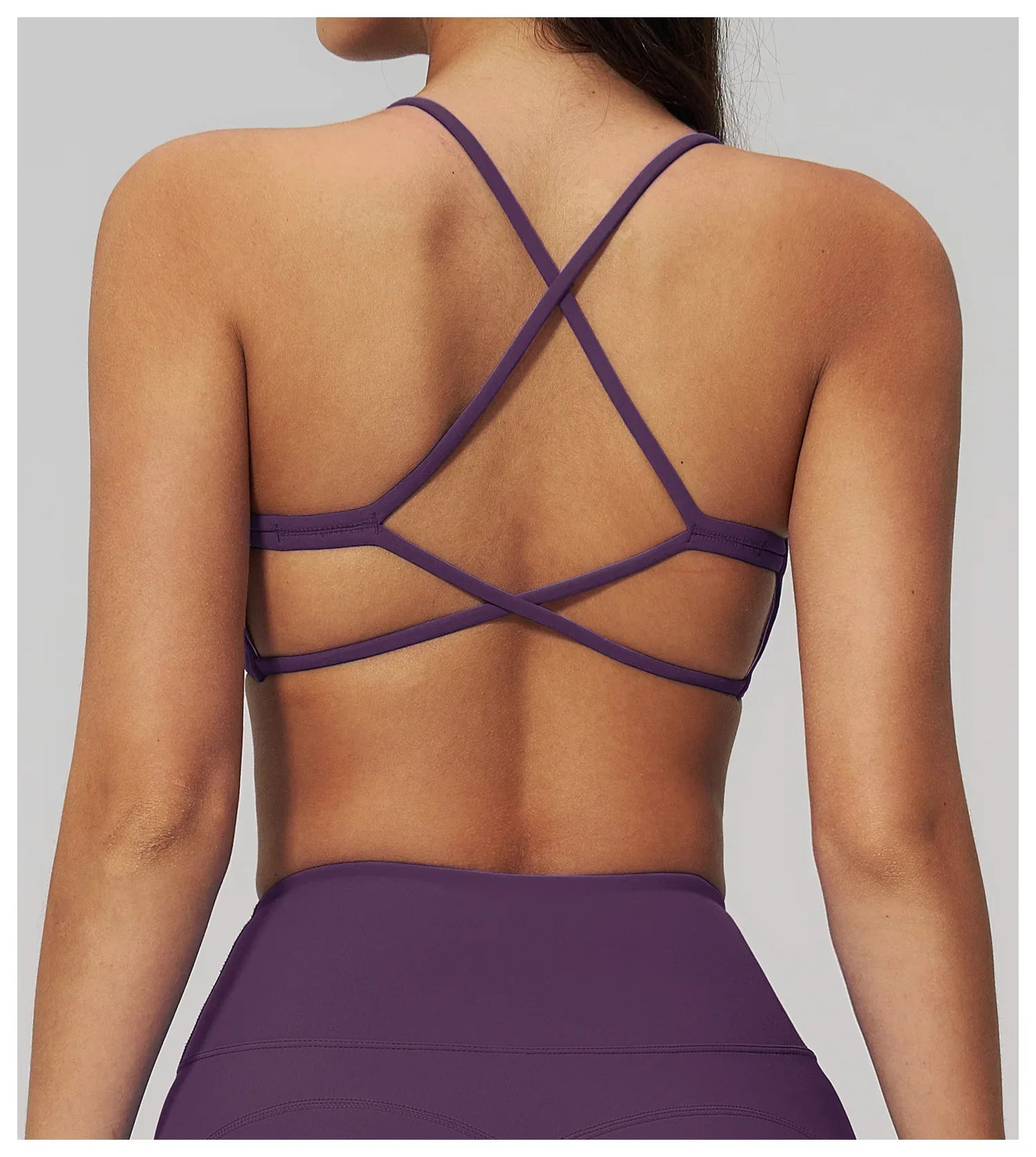Summer U-Shaped Multi-Strap Cross Back Women Pilates Fitness Sports Bra Top Gym Yoga Athletic Tight Workout Jog With Chest Pad