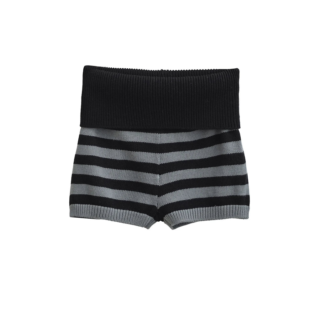 Spring Striped Knitted Shorts Fashion Striped Elastic Waist Versatile Straight Casual Knitted Shorts For Woman Fashion 4Z0M