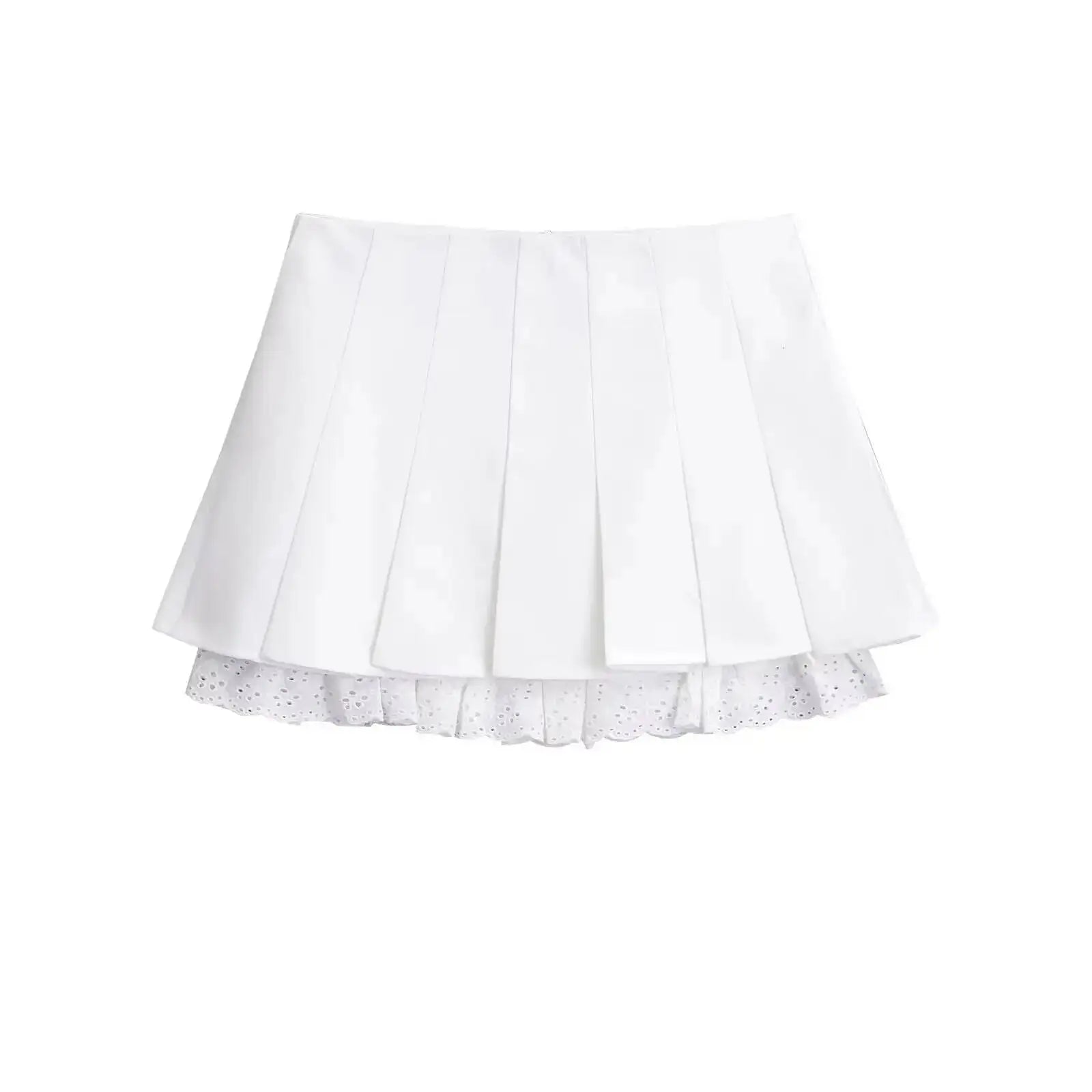 Summer New Leisure Lace Splicing Short Skirt Women Pure Desire Spicy Girl High Waist Hundred Fold A-line Half Length Skirt 7V01