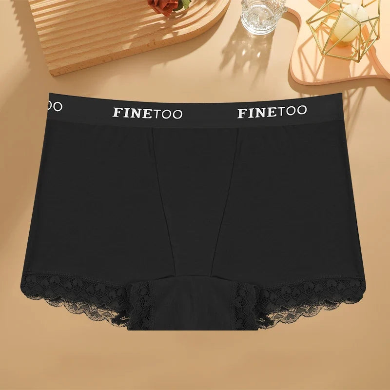 Women's Cotton Lace Boyshorts Sexy Letter Belt Breathable Boxer Panties High Waist Stretch Briefs Comfortable Sport Shorts S-XXL