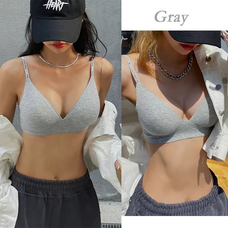 Deep V Knitting Bra Women Wireless Bras Sexy Padded Bralette Ladies Comfortable Brassiere Female Soft Underwear 6 Colors 2023
