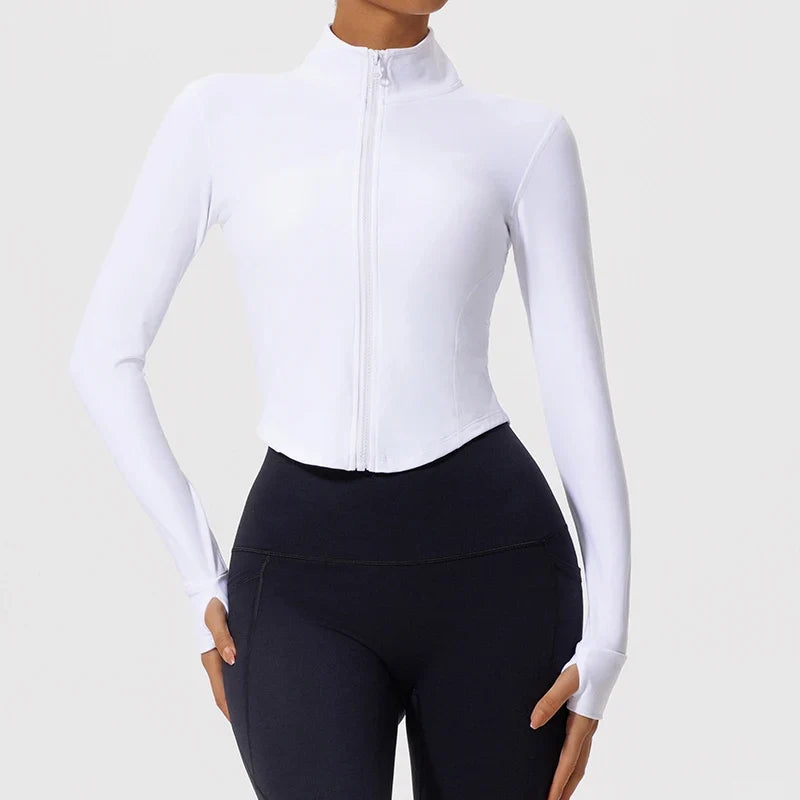 Hearuisavy Summer Ultra-Soft Fabrics Tight Sports Jackets Women Zipper Gym Yoga Clothes Female Quick-Dry Long Sleeve Sportswear
