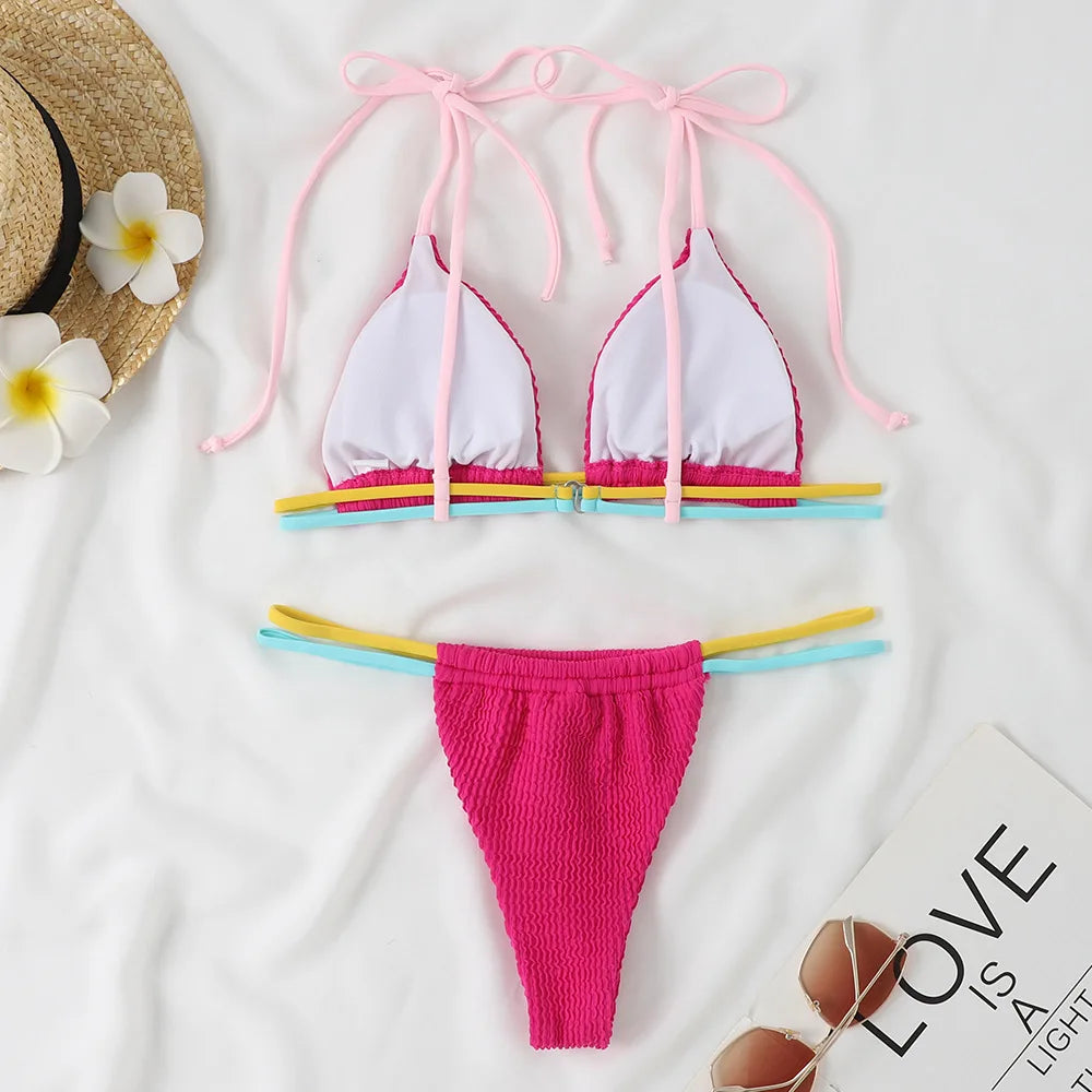 2026 New Fashion Sexy Bikini Solid Swimsuit Women Swimwear Push Up Set Brazilian Bathing Suit Summer Beach Wear Swimming