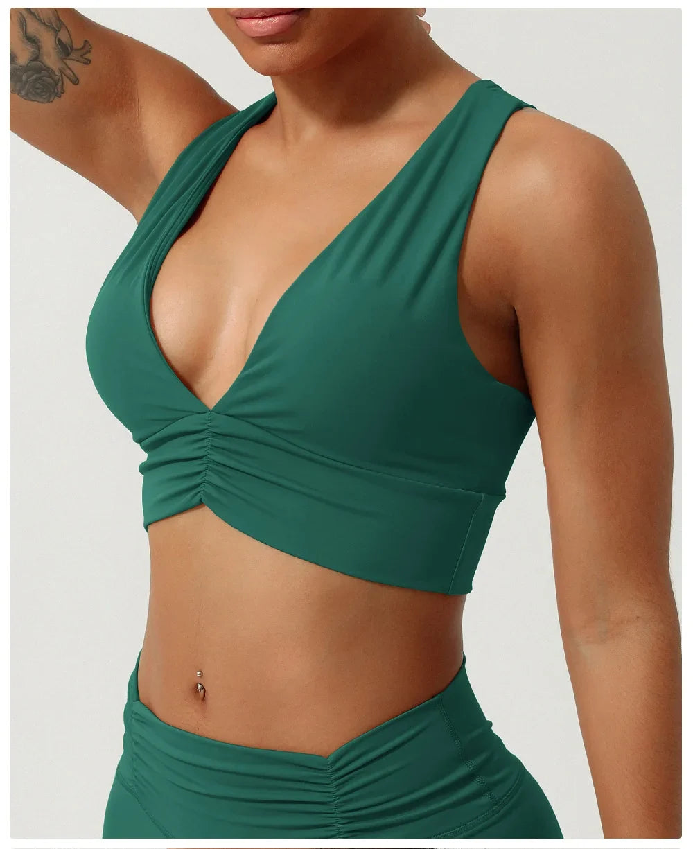 Female Cross Strap Sports Vest Bras For Women Bra High Strength Gym Underwear Sexy With Pad Bra Push Up Tops Workout Lingerie