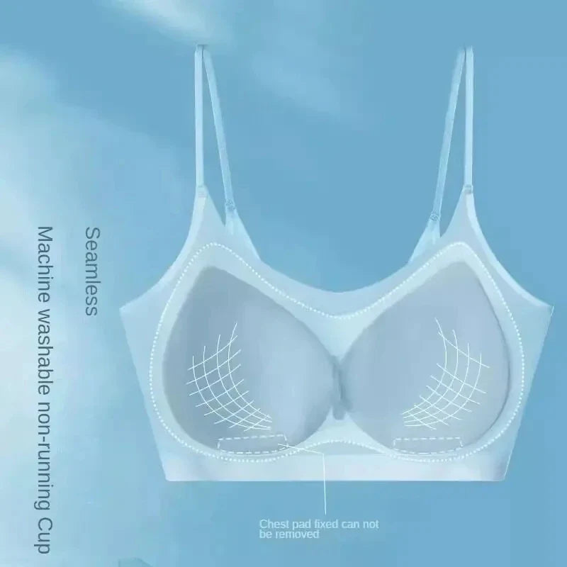 Summer Ice Silk Seamless Ultra-thin Ice Silk Bra Lifting Bra M-4XL Women's Sports Bra Wireless Underwear Air Cooling Brassier
