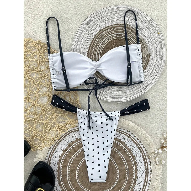 2026 Two Piece Separate Bikinis Set Women's Swimsuit Black Swimwear New Swimming Suit With Pad Push Up Bra Set Thong Bikini Suit