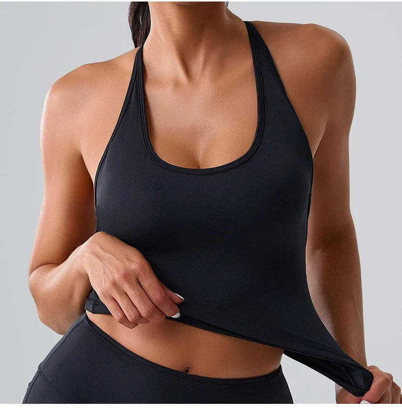 Women Sports Underwear Beautiful Back Cross Back Fitness Sports Bra Top Gym Yoga Athletic Tight Workout Jog Soft With Chest Pad