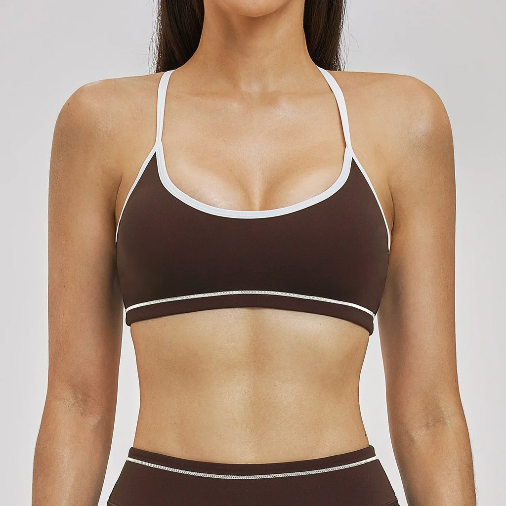 Yoga Bra U-Shaped Adjustable Shoulder Strap Cross Back Women Fitness Sports Bra Top Gym Yoga Athletic Tight Workout Jog Soft Pad