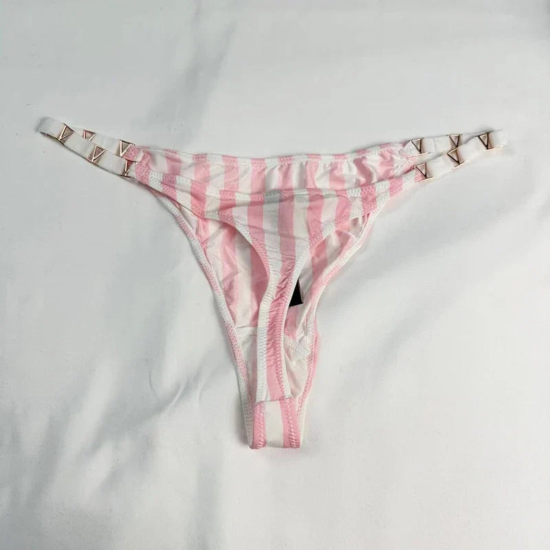Low Rise Sexy Thong Women Underwear Briefs Seamless Panties Zebra Flower Luxury Metal Buckle G String Bikini Girls Female Panty