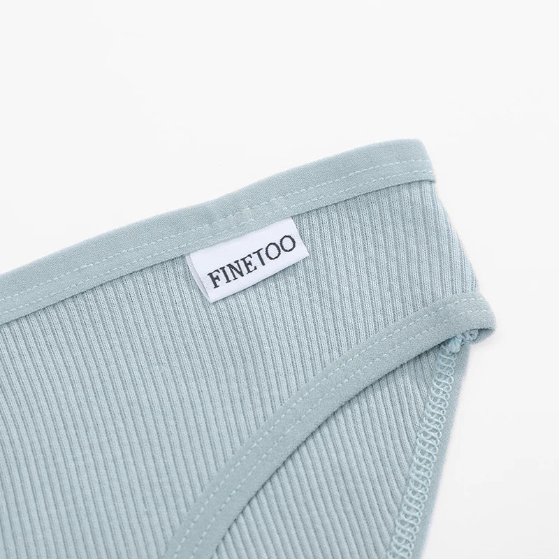 3PCS Cotton Women's Panties Sexy Comfortable Underwear Female Low Waist Stripe Briefs Solid Color Breathable Soft Lingerie M-XL
