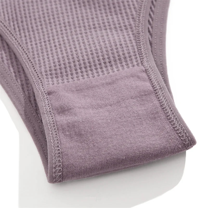 5Pcs/set Women Cotton Brazilian Panties Waffle Style S-XL Underpants Ladies Cotton Underwear Comfortable Soft Female Lingerie
