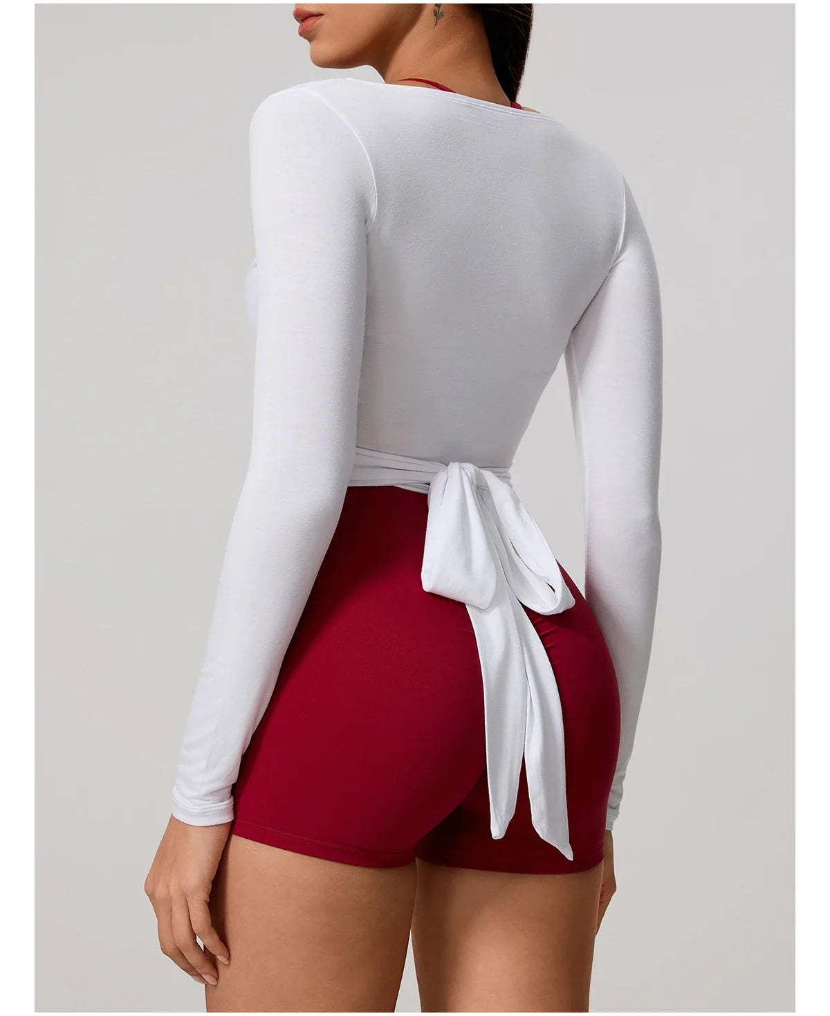 Hearuisavy Summer Women's Yoga Shirt Long Sleeve Sportswear Gym Breathable Quick Dry Sports Top Pilates Dance Ballet Wrap Tops