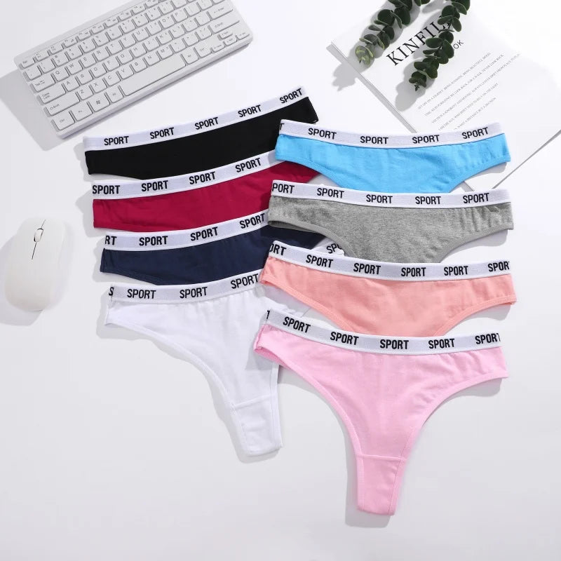 5Pcs/Set Women Thongs Cotton Panties Plus Zise Underwear Sexy G-String Low Waist Briefs Underpants Comfortable Lingerie S-XL