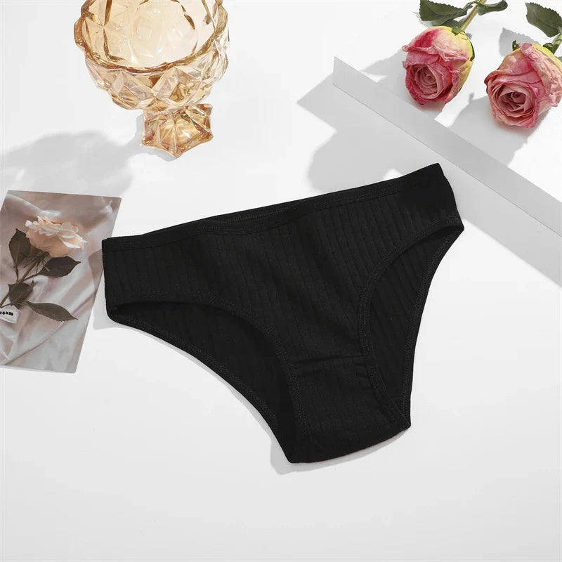 3PCS Women's Cotton Briefs Panties Female Sexy Low Waist Underwear M-XL Breathable Panty Girls Comfortable Intimates Lingerie