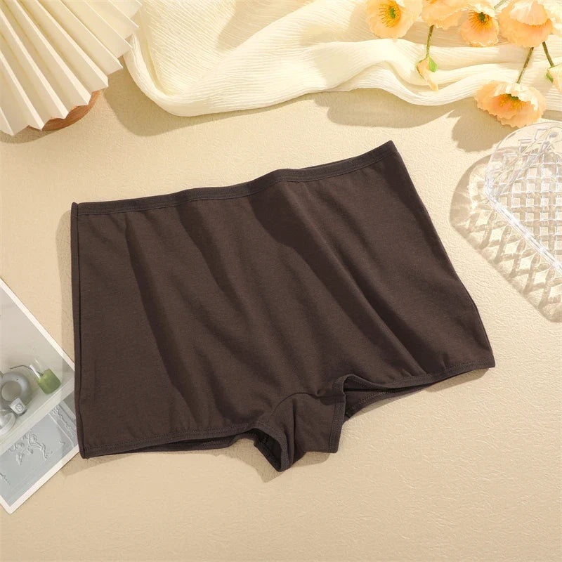 4Pcs/Set Women's Cotton Boxers Panties Seamless Sports Underwear Female Solid Color Cozy Lingerie Intimate Underpants XS-XL