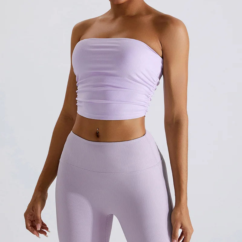 Sexy Strapless Sports Bra Backless Gym Top Women Quick-Drying Yoga Clothes Women Top Fitness Chest Wrap Underwear Workout Bra