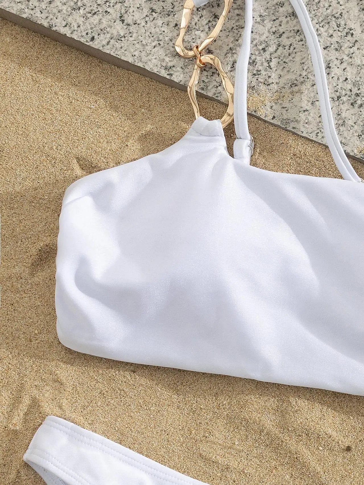 Sexy One Shoulder Bikini Set 2026 Women White Metal Buckle Push Up Bra High Waist Swimsuit Beach Bathing Suit Two Piece Swimwear