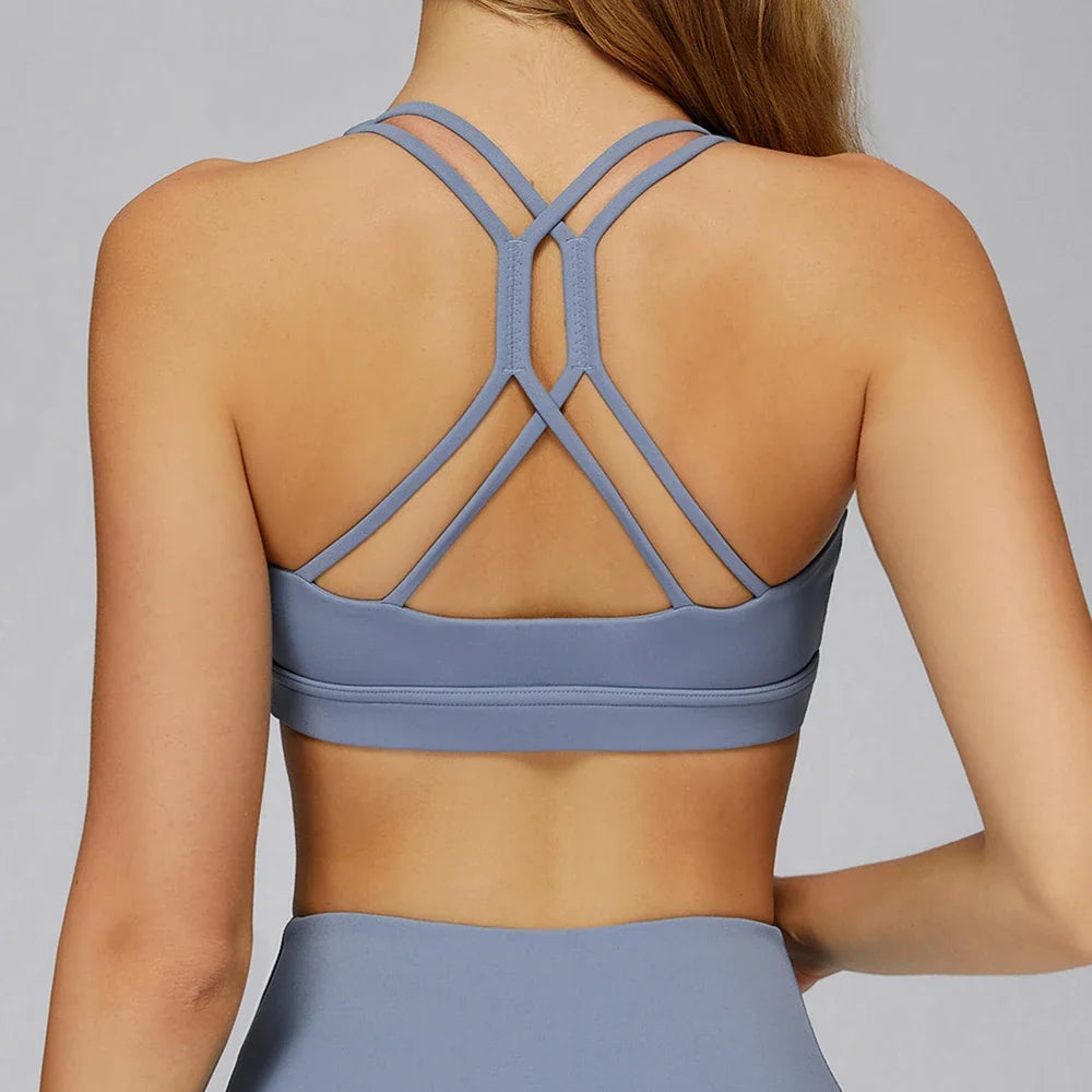 Women Sports Bra Back Cross Top Push Up Fitness Yoga Bra Underwear Sport Tops For Women Breathable Running Vest Bralette Gym Bra