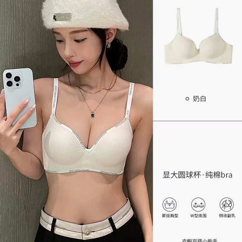 Deep V Knitting Bra Women's Underwear Small Chest Sexy Push Up Lingerie Seamless Bra for Women Bra Thick Bralette 32-38AB