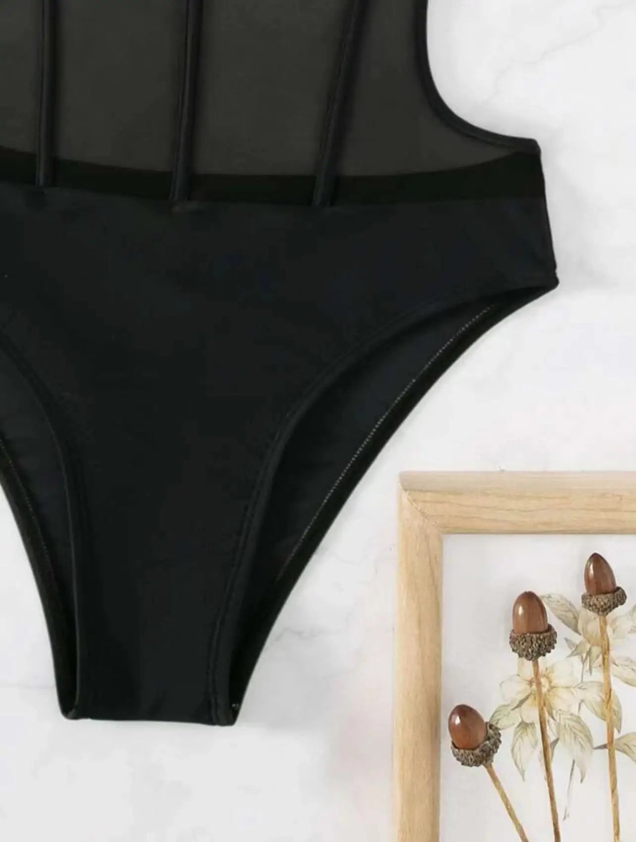 Sexy See Through One Piece Swimsuit 2025 Women Halter Corss Underwire Tummy Control Swimwear Solid Black Hot Pink Bathing Suits
