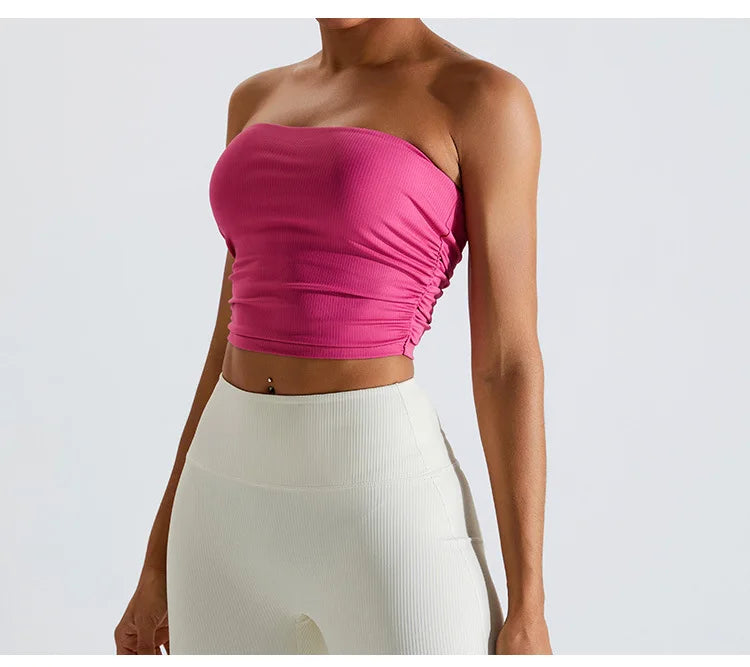 Sexy Strapless Sports Bra Backless Gym Top Women Quick-Drying Yoga Clothes Women Top Fitness Chest Wrap Underwear Workout Bra