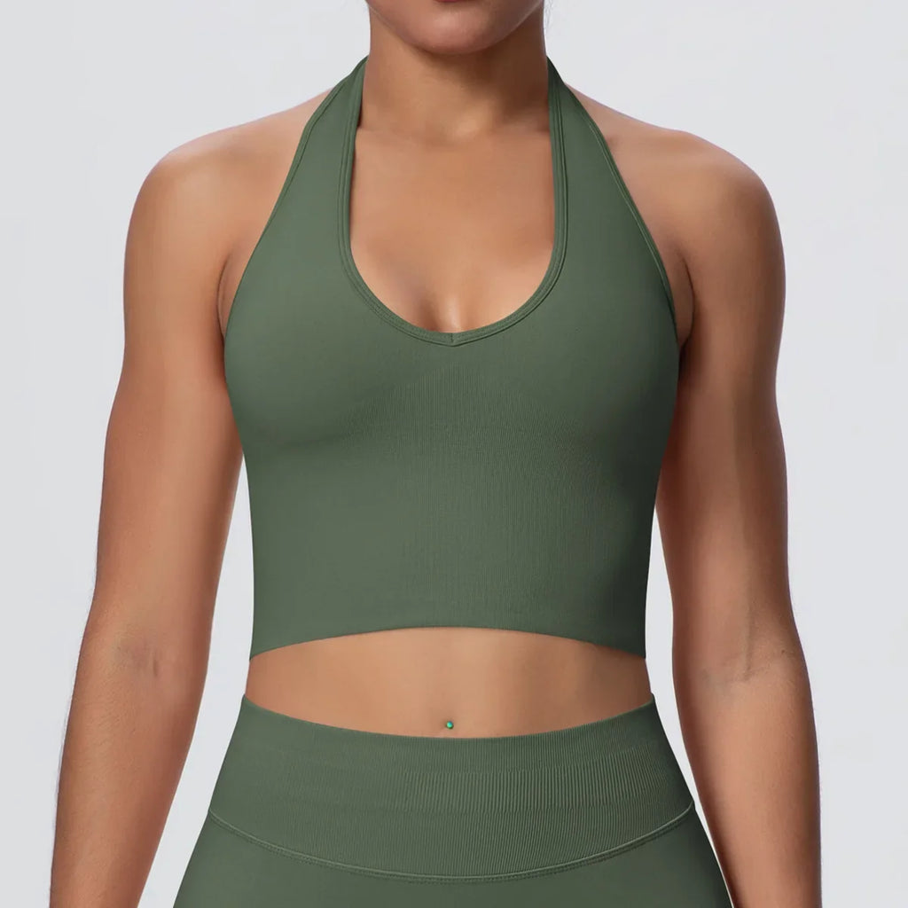 Gym Tops Women Halter Top Gym Vest Woman Sexy Backless Push Up Sport Bras Running Vest Workout Tops Activewear Yoga Fitness Vest