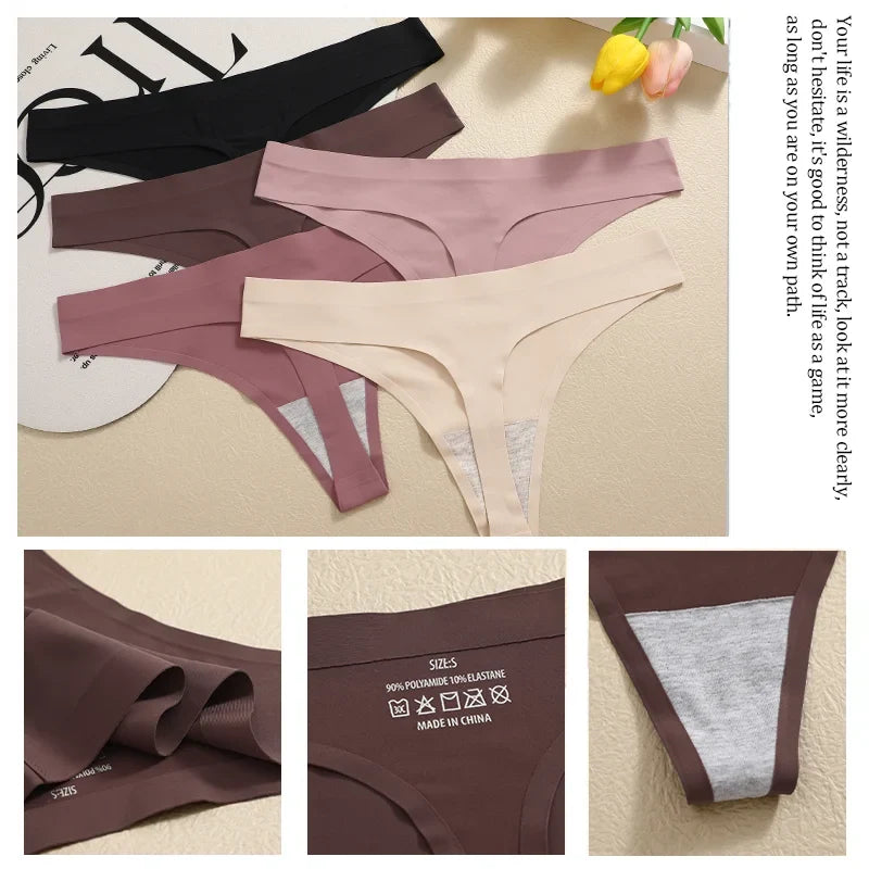 5Pcs/Set Seamless Ultra-thin panties Maillard Panties Women Ice Silk Underwear Sexy Panty Low Waist G-string Female Solid Panty