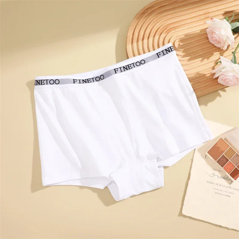 3Pcs Women's Cotton Boxers Panties Seamless Sports Underwear Female Solid Color Briefs Lingerie Intimate Underpant Finetoo S-XXL