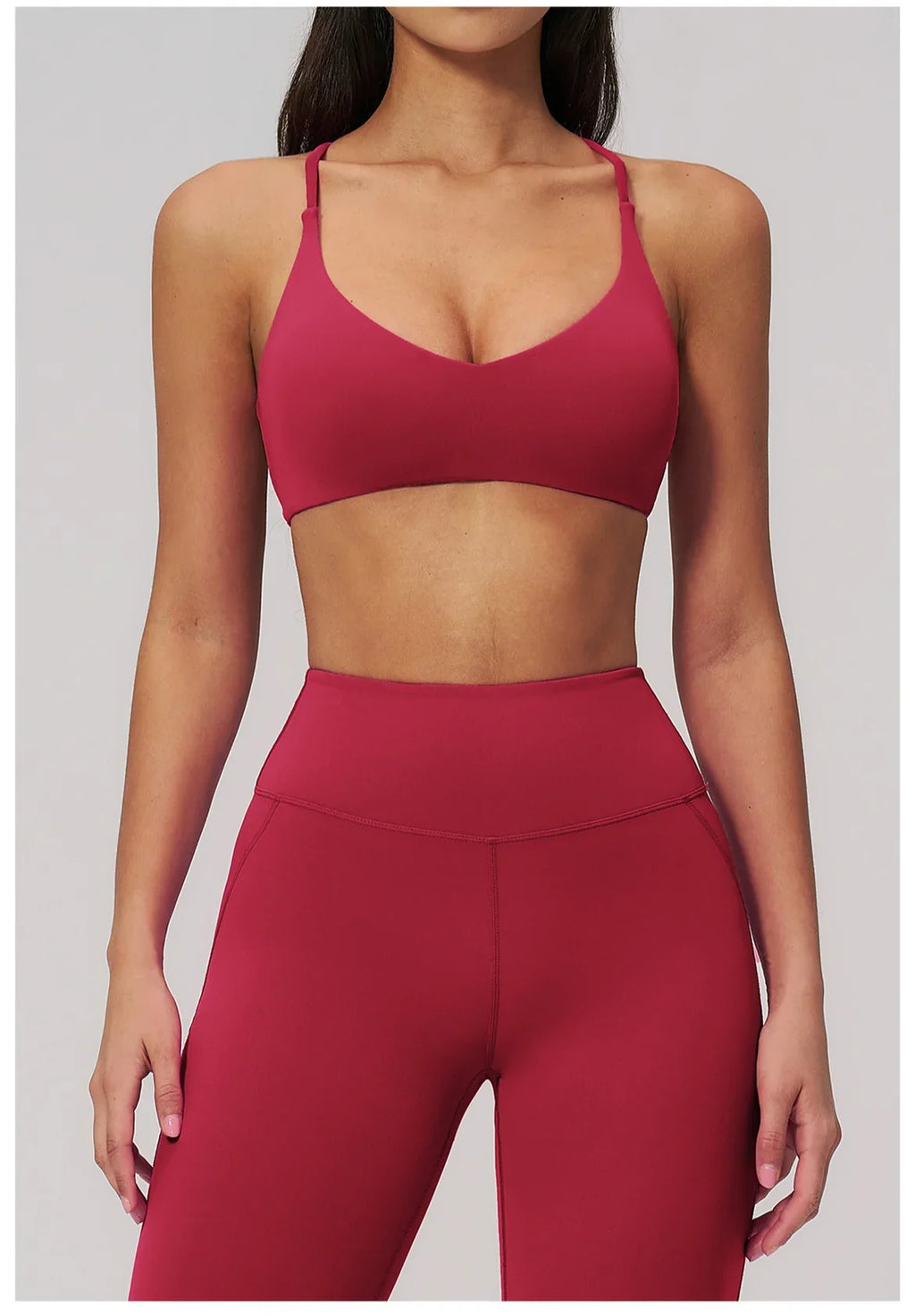 Summer U-Shaped Multi-Strap Cross Back Women Pilates Fitness Sports Bra Top Gym Yoga Athletic Tight Workout Jog With Chest Pad