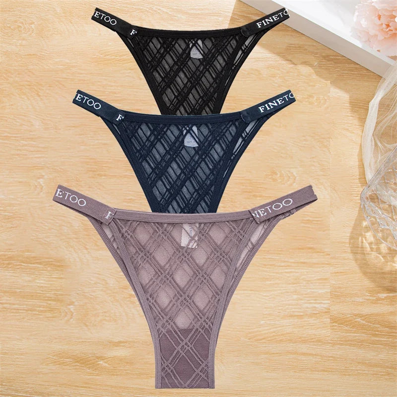 3Pcs/Set Cotton Panties Women Letter Belt Lace Sexy Briefs Seamless Low Rise Underwear Ladies M-XL Underwear Girls Lingerie New