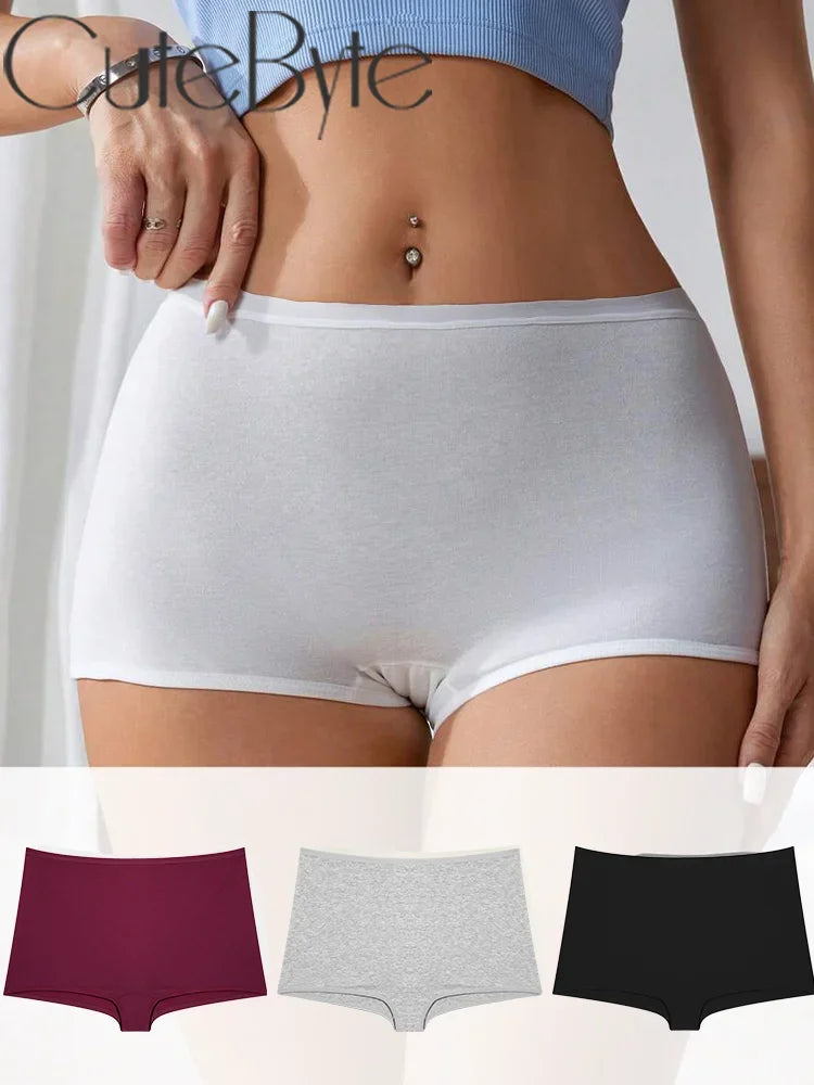 5Pcs Women's Cotton Underwear Boxers Seamless Sports Panties Female Solid Color Briefs Cozy Lingerie Intimate Underpants XS-XL