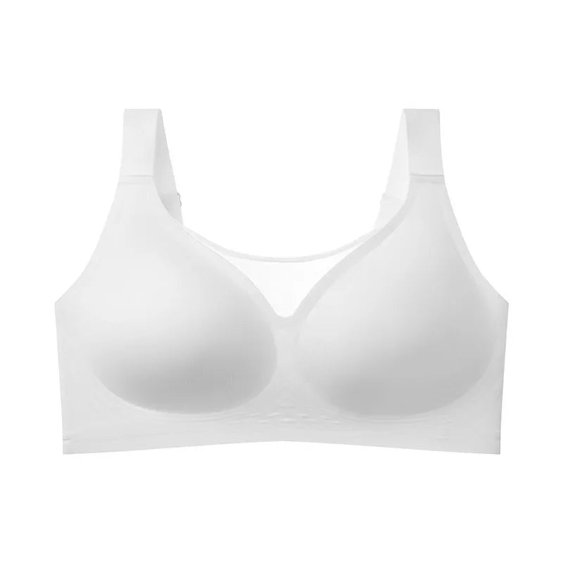 Women's Strapless Wire-free Mesh Bra Jelly-like Full Cup Bra with Side Support Comfortable and Beautiful Back Plus Up Bra