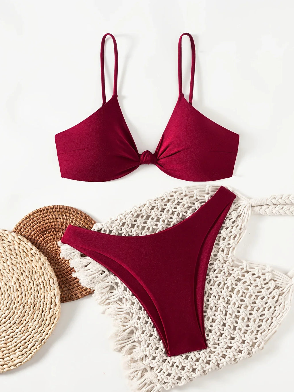 Sexy Front Bow Push Up Micro Bikini Set 2026 Women Elegant Red Holiday Swimsuit Summer Beach Bathing Suit Thong Swimwear Biquini