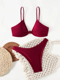 Sexy Front Bow Push Up Micro Bikini Set 2026 Women Elegant Red Holiday Swimsuit Summer Beach Bathing Suit Thong Swimwear Biquini