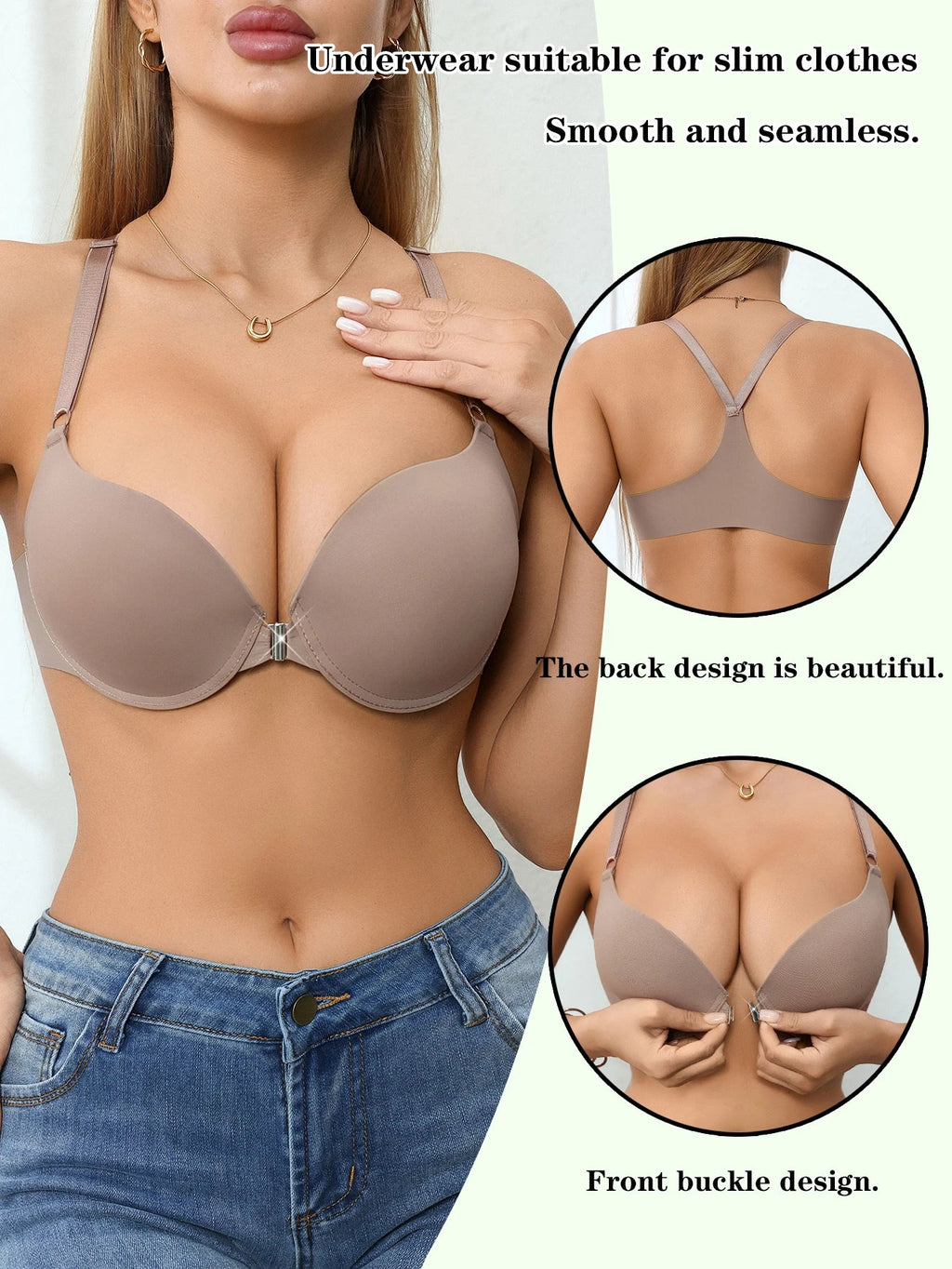Women's Bra Everyday Solid Color Metal Front Clasp Push-Up Bra Lined Small Bust Appears Larger Sexy Bras