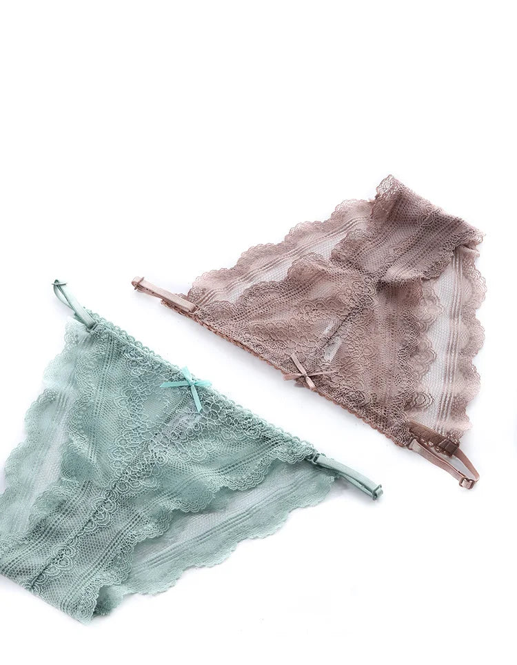 Lace Thin Sexy Girls Panties Women Briefs Thong Hollow Out G String Seamless Underwear Transparent Female Low Waist Lingerie