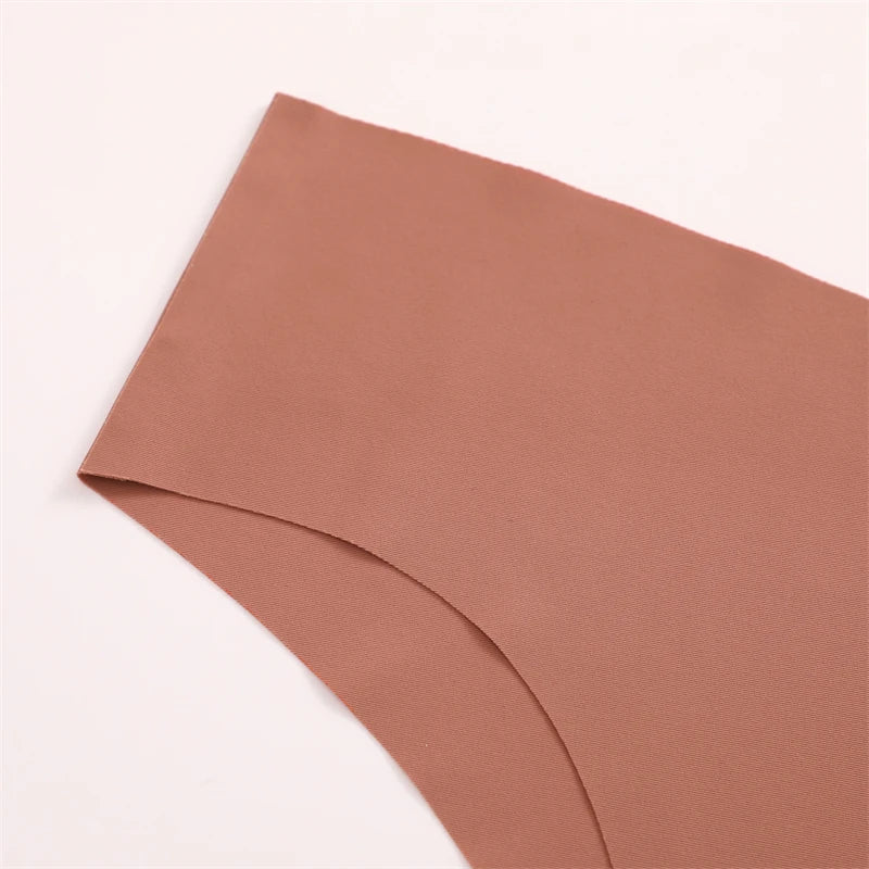 3PCS Women's Seamless Maillard Underwear Sexy V-Shaped Mid Waist Ice Silk Briefs 10 Soild Color Cozy Stretch Sexy Underpant S-XL