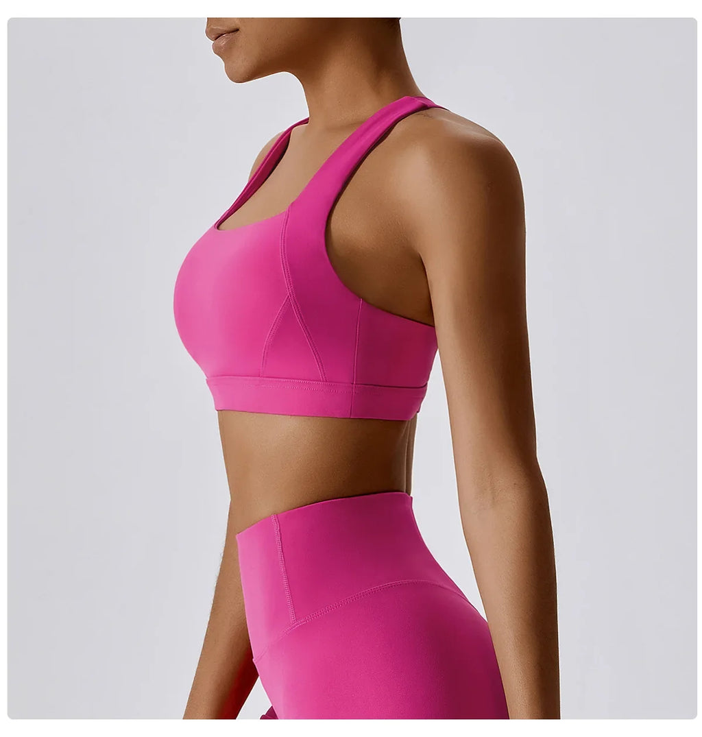 Crossed Shoulder Strap Yoga Bra Chest Pad Running Sports Bra Gym Top Women Stretch Pull Up Underwear Women Vest Fitness Tank Top