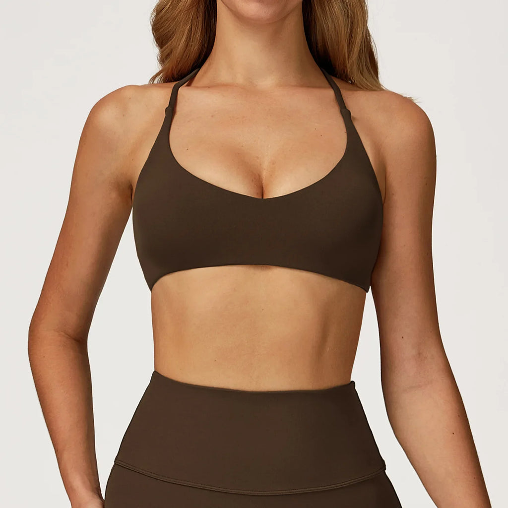 Summer U-Shaped Multi-Strap Cross Back Women Pilates Fitness Sports Bra Top Gym Yoga Athletic Tight Workout Jog With Chest Pad