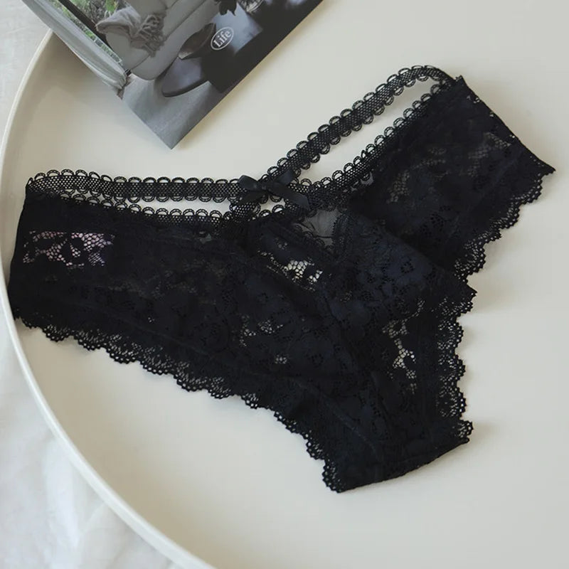 Lace Thin Sexy Girls Panties Seamless Women Briefs Thong Hollow Out G String Underwear Transparent Female Low Waist Lingerie