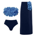 2Pcs Laser Flower Swimsuit Sexy Women Bikini Bandeau Biquini Female Push Up Swimwear Ptachwork Bathing Suits Bodysuit Beachwear