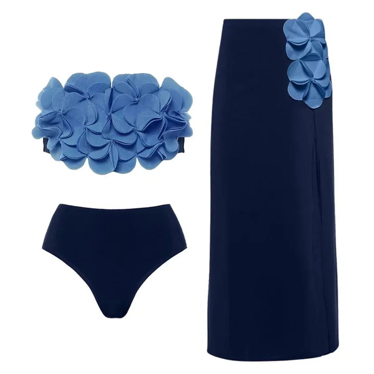 2Pcs Laser Flower Swimsuit Sexy Women Bikini Bandeau Biquini Female Push Up Swimwear Ptachwork Bathing Suits Bodysuit Beachwear