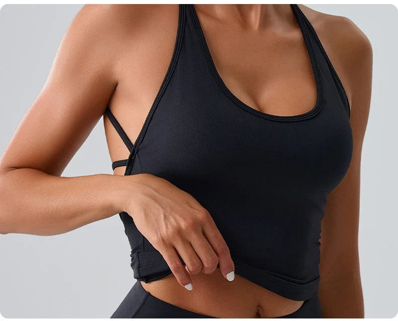 Women Sports Underwear Beautiful Back Cross Back Fitness Sports Bra Top Gym Yoga Athletic Tight Workout Jog Soft With Chest Pad