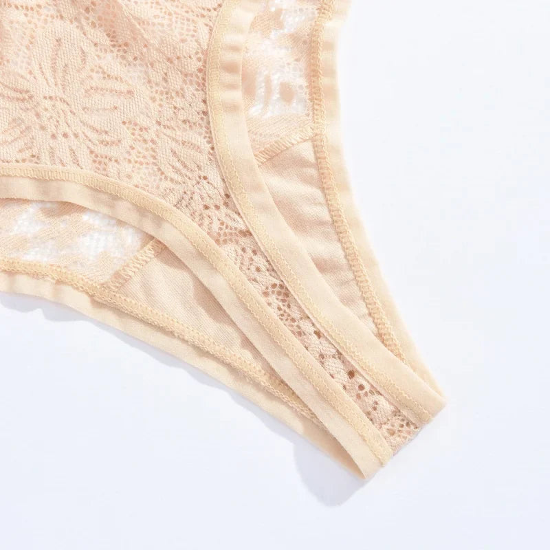 3Pcs/Set Women Sexy Lace Panties Lingerie Floral Sexy Low Waist Deep Color Thongs Ladies Underwear Fashion Soft Underpants S-XL